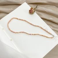 Freshwater Pearl Brass Necklace, with Brass, fashion jewelry & for woman 4-5mm 