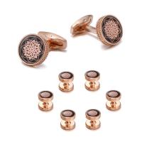 Brass Cufflinks, rose gold color plated, 8 pieces & for man 