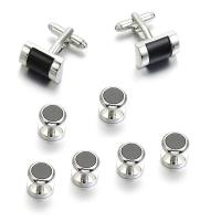 Brass Cufflinks, silver color plated, 8 pieces & for man 10mm [