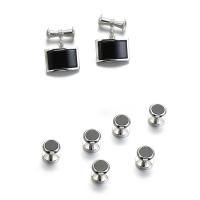 Brass Cufflinks, silver color plated, 8 pieces & for man 10mm 