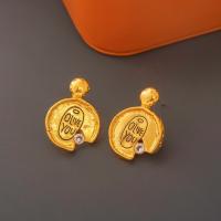 Brass Stud Earring, gold color plated, fashion jewelry & for woman & with rhinestone [