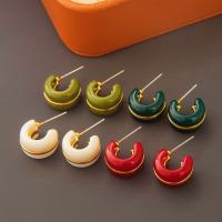 Brass Stud Earring, gold color plated, fashion jewelry & for woman & enamel [