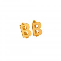 Brass Stud Earring, Letter B, gold color plated, fashion jewelry & for woman [