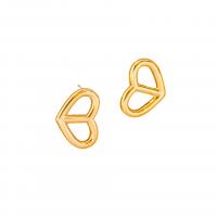 Brass Stud Earring, Heart, gold color plated, vintage & fashion jewelry & for woman & hollow [