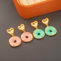 Brass Drop Earring, Donut, gold color plated, fashion jewelry & for woman & enamel [