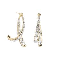 Cubic Zirconia Micro Pave Brass Earring, Cupronickel, plated, fashion jewelry & micro pave cubic zirconia & for woman 35mm [
