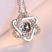 Cubic Zirconia Micro Pave Sterling Silver Pendant, 925 Sterling Silver, Hexagram, rose gold color plated, DIY & micro pave cubic zirconia [