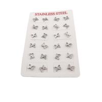 304 Stainless Steel Stud Earring Set, Butterfly, fashion jewelry & for woman, original color [