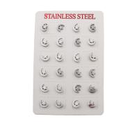 304 Stainless Steel Stud Earring Set, Moon and Star, fashion jewelry & for woman, original color [