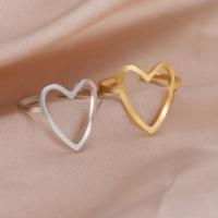 Titanium Steel Finger Ring, Heart, Vacuum Ion Plating, fashion jewelry & for woman [