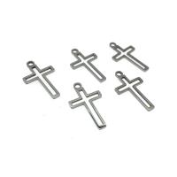 Stainless Steel Cross Pendants, 304 Stainless Steel, polished, DIY & hollow, original color Approx 1.5mm [
