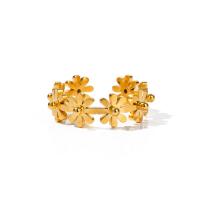 Stainless Steel Finger Ring, 304 Stainless Steel, Flower, plated, fashion jewelry, golden, 7.4mm, Inner Approx 17.7mm [