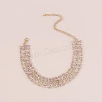 Rhinestone Zinc Alloy Necklace, with Iron, plated, fashion jewelry & for woman & with rhinestone Approx 30-44 cm 