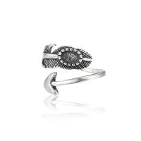 Base de anillo de plata esterlina, plata de ley 925, Pluma, chapado, Bricolaje, color original, Vendido por UD