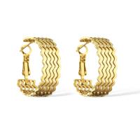 Titanium Steel Earrings, plated & for woman, golden 