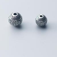 Sterling Silver Spacer Beads, 925 Sterling Silver, Round, Antique finish, DIY silver color 