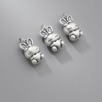 Sterling Silver Animal Pendants, 925 Sterling Silver, Rabbit, plated, DIY, silver color 