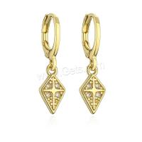 Cubic Zirconia Micro Pave Brass Earring, plated & micro pave cubic zirconia & for woman, gold [