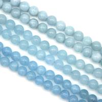 Aquamarin Perlen, rund, poliert, DIY & verschiedene Größen vorhanden, blau, Länge:ca. 38 cm, verkauft von PC
