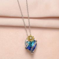 Glass Zinc Alloy Necklace, with Glass, fashion jewelry & with rhinestone 50cm 