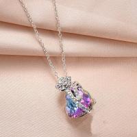 Rhinestone Zinc Alloy Necklace, with Glass, fashion jewelry & with rhinestone, purple, 50cm [