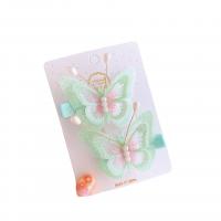 Children Hair Clip, Cloth, Butterfly, Embroidery, 2 pieces & Girl 60mm [
