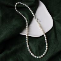 Sterling Silber Perlenkette, Natürliche kultivierte Süßwasserperlen, mit 925er Sterling Silber, Natürliche & Modeschmuck, weiß, 4-5mm, Länge:39.5 cm, verkauft von Strang