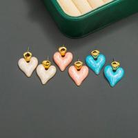 Brass Drop Earring, Heart, gold color plated, vintage & fashion jewelry & for woman & enamel [