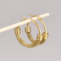 Stainless Steel Hoop Earring, 304 Stainless Steel, Donut, Galvanic plating, fashion jewelry & for woman, golden, 25mm [