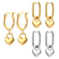 Stainless Steel Leverback Earring, 304 Stainless Steel, Heart, Galvanic plating, fashion jewelry & for woman 