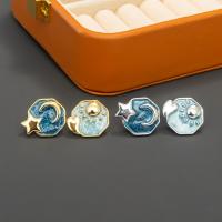 Brass Stud Earring, Polygon, plated, vintage & fashion jewelry & for woman & enamel [
