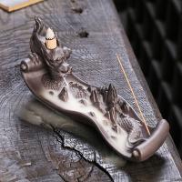 Incense Smoke Flow Backflow Holder Ceramic Incense Burner, Purple Clay, Dragon, half handmade, for home and office & durable & multifunctional 