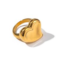Stainless Steel Finger Ring, 304 Stainless Steel, 18K gold plated  & for woman, golden [