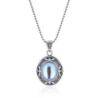 Ожерелье ручной латунные, Латунь, с Лунный камень, с 1.97inch наполнитель цепи, ювелирные изделия моды & Женский длина:Приблизительно 17.72 дюймовый, продается PC