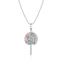 Cubic Zircon Micro Pave Brass Necklace, with 1.97inch extender chain, Lollipop, fashion jewelry & micro pave cubic zirconia & for woman Approx 17.72 Inch [