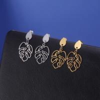 Stainless Steel Drop Earring, 304 Stainless Steel, Leaf, Vacuum Ion Plating, fashion jewelry & for woman 