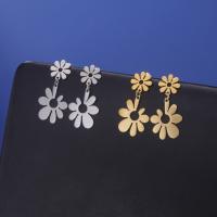 Stainless Steel Drop Earring, 304 Stainless Steel, Flower, Vacuum Ion Plating, fashion jewelry & for woman 