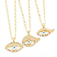 Evil Eye Jewelry Necklace, Brass, with 5cm extender chain, plated, fashion jewelry & micro pave cubic zirconia cm 