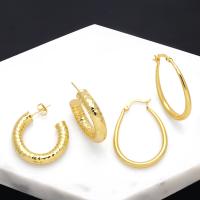 真鍮のスタッドのイヤリング, 銅, メッキ, ファッションジュエリー & さまざまなパターンの選択, 金色, 売り手 ペア