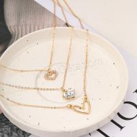 Rhinestone Zinc Alloy Necklace, fashion jewelry & for woman & with rhinestone, gold 