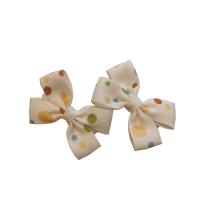 Alligator Hair Clip, Polyester and Cotton, with Iron, Bowknot, 2 pieces & for children, beige, 60mm 