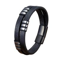 PU Leather Cord Bracelets, with 304 Stainless Steel, plated, Unisex Approx 21 cm 