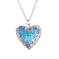 Luminated Necklace, Zinc Alloy, Heart, plated & for woman & fluorescent, blue 