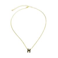 Enamel Zinc Alloy Necklace, with 5CM extender chain, Letter H, plated, for woman Approx 45 cm 