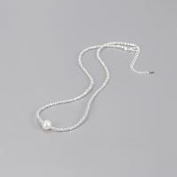 Sterling Silber Perlenkette, 925er Sterling Silber, mit Natürliche kultivierte Süßwasserperlen, mit Verlängerungskettchen von 5cm, Modeschmuck & für Frau, Länge:ca. 40 cm, verkauft von PC[