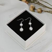 Freshwater Pearl Brass Earring, with Brass, fashion jewelry & for woman, white, 6-7mm,8-9mm,40mm [