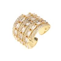 Cubic Zirconia Micro Pave Brass Finger Ring, fashion jewelry & micro pave cubic zirconia & for woman, golden, Inner Approx 17mm 