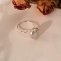 Cultured Freshwater Pearl Finger Ring, with Brass, fashion jewelry & for woman, white 