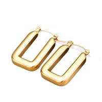 Stainless Steel Leverback Earring, 304 Stainless Steel, Rectangle, Vacuum Ion Plating, fashion jewelry & for woman, golden, 16.47mm 