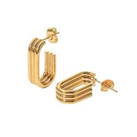 Edelstahl Stud Ohrring, 304 Edelstahl, Vakuum-Ionen-Beschichtung, Modeschmuck & für Frau, goldfarben, 21mm, verkauft von Paar[